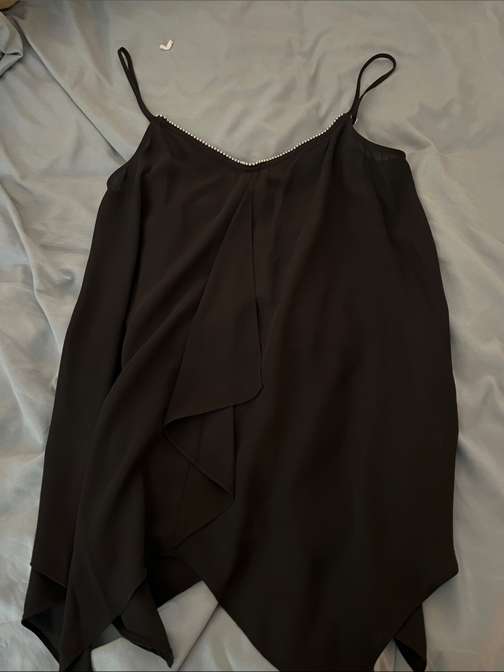 MICHAEL Michael Kors Black Pearl-Trim Asymmetric Camisole